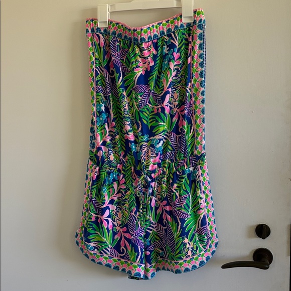 Lilly Pulitzer Rikki strapless tropical floral tiger print romper vacation - Picture 4 of 9